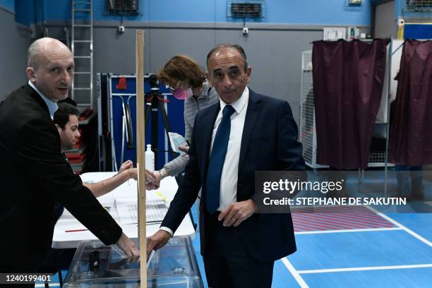 French far-right Reconquete! party President and former presidential candidate Eric Zemmour casts his vote during the second round of France's...