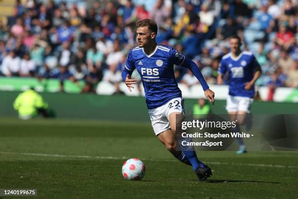 Leicester City's Kiernan Dewsbury-Hall during the Premier League match between Leicester City and Aston Villa at The King Power Stadium on April 23,...