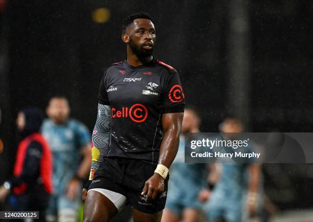 Durban , South Africa - 23 April 2022; Siya Kolisi of Cell C Sharks during the United Rugby Championship match between Cell C Sharks and Leinster at...