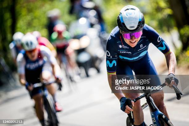 Dutch Annemiek van Vleuten of Movistar Team pictured in action during the women elite race of the Liege-Bastogne-Liege one day cycling event 1km from...