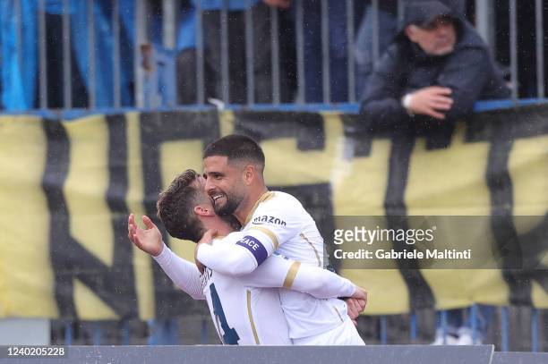 Lorenzo Insigne of SSC Napoli celebrates after scoring a goal during the Serie A match between Empoli FC and SSC Napoli at Stadio Carlo Castellani on...
