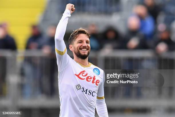 Dries Mertens celebrates after scoring a goal during the italian soccer Serie A match Empoli FC vs SSC Napoli on April 24, 2022 at the Carlo...