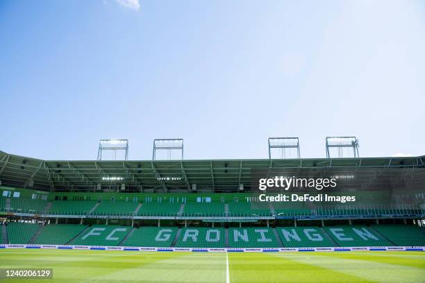 General view inside the stadium during the Dutch Eredivisie match between FC Groningen and Heracles Almelo at Hitachi Capital Mobility Stadion on...