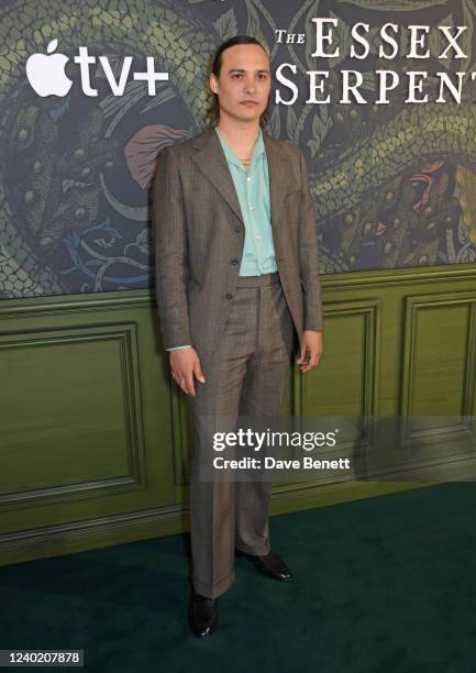 Frank Dillane attends the Premiere of "The Essex Serpent" at The Ham Yard Hotel on April 24, 2022 in London, England. The Essex Serpent is available...