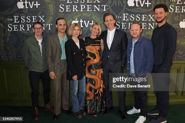 Gerard Kearns, Frank Dillane, Clemence Poesy, Claire Danes, Tom Hiddleston, Michael Jibson and Jamael Westman attend the Premiere of "The Essex...