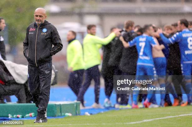 Luciano Spalletti manager of SSC Napoli shows hid dejection during the Serie A match between Empoli FC and SSC Napoli at Stadio Carlo Castellani on...