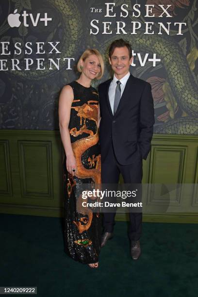 Claire Danes and Hugh Dancy attend the Premiere of "The Essex Serpent" at The Ham Yard Hotel on April 24, 2022 in London, England. The Essex Serpent...