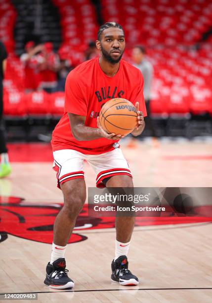 Chicago Bulls forward Patrick Williams looks on before attempting to take a shot before Game Four of the Eastern Conference First Round Playoffs...
