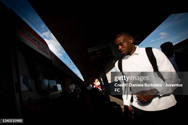 Denis Zakaria of Juventus during the travel to Reggio Emilia ahead of the Serie A match between Sassuolo and Juventus on April 24, 2022 in Turin,...