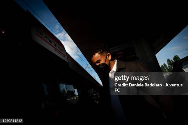 Danilo of Juventus during the travel to Reggio Emilia ahead of the Serie A match between Sassuolo and Juventus on April 24, 2022 in Turin, Italy.