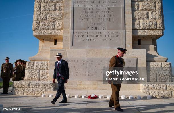 Soldiers attend an international service marking the 107th anniversary of the World War I battle of Gallipoli at the Turkish memorial in the...