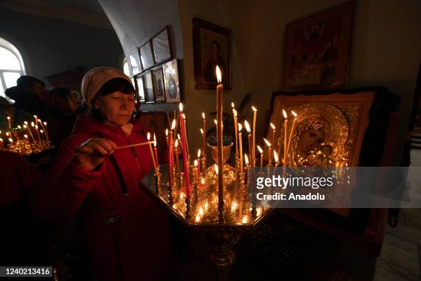 Orthodox Christians celebrate Easter in the Church of the Icon of the Mother of God of the Sign in the city of Tomsk, Western Siberia, Russia, on...