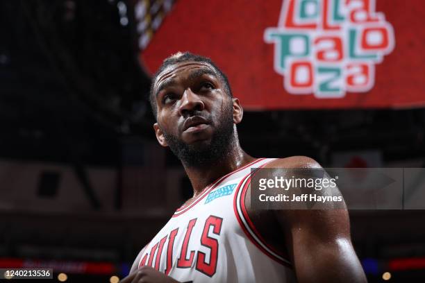 Closeup shot of Patrick Williams of the Chicago Bulls during the game against the Milwaukee Bucks during Round 1 Game 4 of the 2022 NBA Playoffs on...