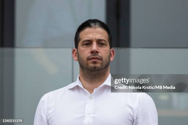 Serbian minister of sport Vanja Udovicic looks on during the Final match of Serbia Open ATP 250 Tournament at Novak Tennis Centre on April 24, 2022...