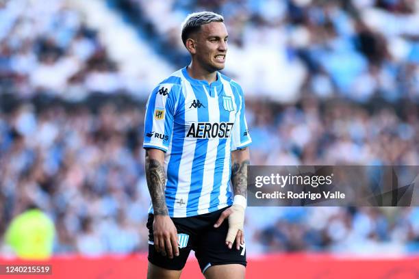 Enzo Copetti of Racing Club reacts during a match between Racing Club and Newell's Old Boys as part of Copa de la Liga 2022 at Presidente Peron...