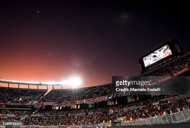 General view of Estadio Monumental Antonio Vespucio Liberti before a match between River Plate and Atletico Tucuman as part of Copa de la Liga 2022...