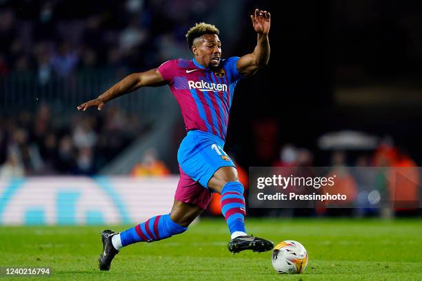 Adama Traore of FC Barcelona during the La Liga match between FC Barcelona and Rayo Vallecano played at Camp Nou Stadium on April 24, 2022 in...