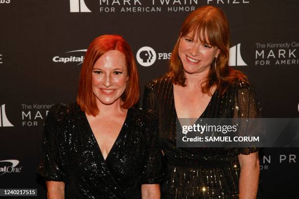 White House press secretary Jen Psaki and White House communications director Kate Bedingfield arrive for the 23rd Annual Mark Twain Prize for...