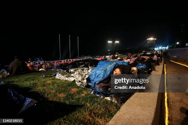 Australians and New Zealanders attend the ANZAC Dawn service at Anzac Cove in commemoration of the 107th anniversary of Canakkale Land Battles on...