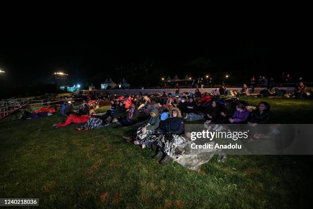 Australians and New Zealanders attend the ANZAC Dawn service at Anzac Cove in commemoration of the 107th anniversary of Canakkale Land Battles on...