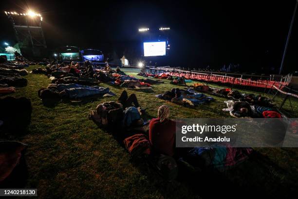 Australians and New Zealanders attend the ANZAC Dawn service at Anzac Cove in commemoration of the 107th anniversary of Canakkale Land Battles on...