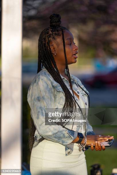 DaâNiah Bryant speaks at a vigil for her sister, MaâKhia Bryant, a year after MaâKhia Bryant was killed by Columbus Police. DaâNiah Bryant...