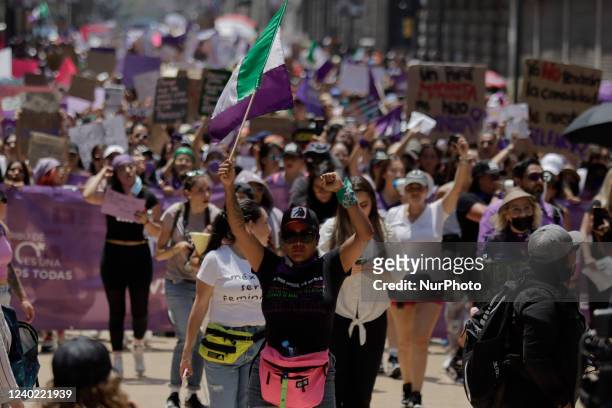 Feminist collectives demonstrate in the streets of the Zócalo of Mexico City, to demand justice and punishment for the recent femicide of Debanhi...