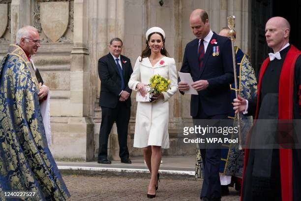 Prince William, Duke of Cambridge and Catherine, Duchess of Cambridge attend a Service Of Commemoration and Thanksgiving as part of the ANZAC day...