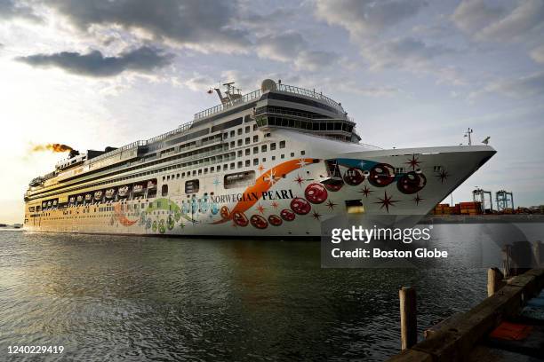 Boston, MA The cruise ship Norwegian Pearl at Boston Harbor in Boston on April 22, 2022. The ship was to be docked at the Black Falcon Terminal,...