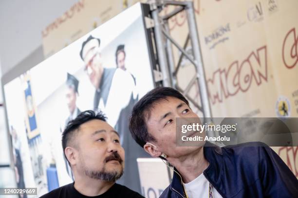 Japanese game designer and developer, Kazunori Yamauchi, meets the public at the COMICON comic book fair in Naples, Southern Italy, on April 25,...
