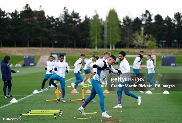 Manchester City's Phil Foden during a training session at the City Football Academy, Manchester. Picture date: Monday April 25, 2022.