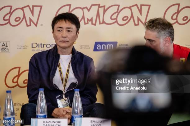 Japanese game designer and developer, Kazunori Yamauchi, meets the public at the COMICON comic book fair in Naples, Southern Italy, on April 25,...