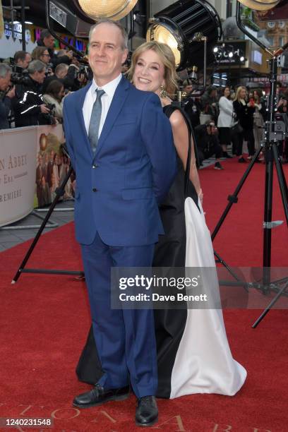 Kevin Doyle and Raquel Cassidy attend the World Premiere of "Downton Abbey: A New Era" at Cineworld Leicester Square on April 25, 2022 in London,...