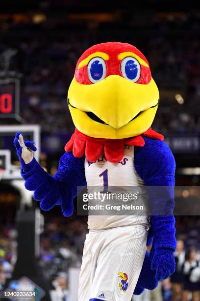 Final Four: Kansas mascot looks on, vs Villanova at Caesars Superdome. New Orleans, LA 4/2/2022 CREDIT: Greg Nelson