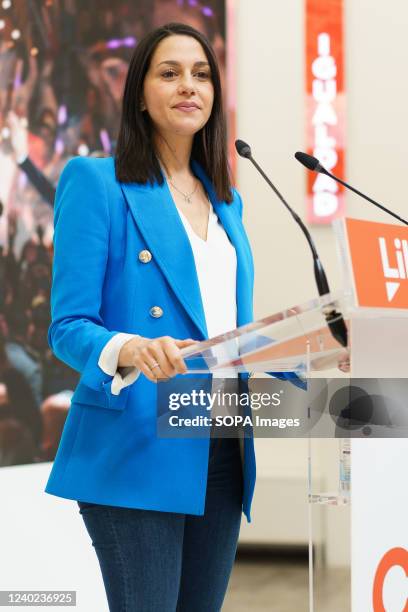 The leader of Ciudadanos party, Ines Arrimadas, speaks during a meeting of the Executive of Ciudadanos, at the National Headquarters of Cs, in Madrid.