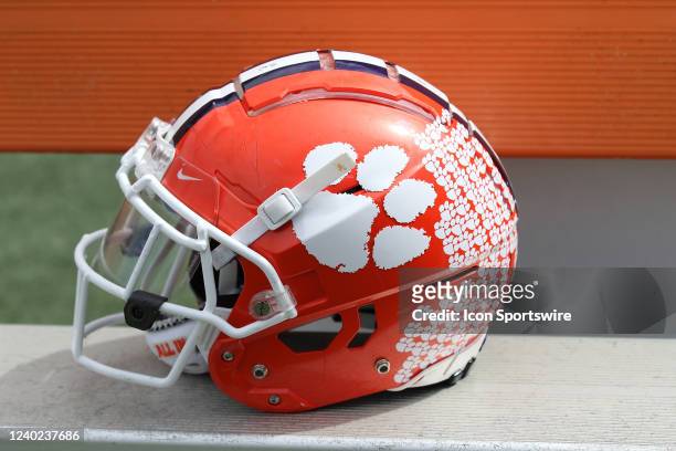 Clemson helmet during the annual Clemson Orange and White Spring football game on April 9, 2022 at Clemson Memorial Stadium in Clemson, S.C.