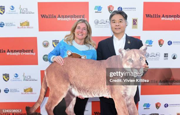 Regional Executive Director, National Wildlife Federation Beth Pratt and U.S. Congressman Ted Lieu attend the Wallis Annenberg Wildlife Crossing...