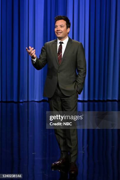 Episode 1639 -- Pictured: Host Jimmy Fallon delivers the monologue on Monday, April 25, 2022 --