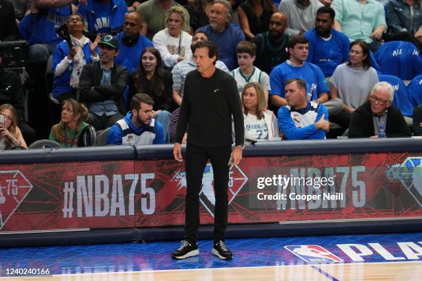 Head Coach Quin Snyder of the Utah Jazz looks on during Round 1 Game 5 of the 2022 NBA Playoffs against the Dallas Mavericks on April 25, 2022 at the...