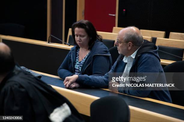 The accused Sylvia Boigelot and Christian Van Eyken pictured during the arrest session in the case of former politician Van Eyken and his partner...