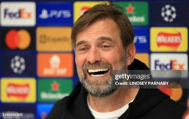 Liverpool's German manager Jurgen Klopp attends a press conference at Anfield Stadium in Liverpool, north west England, on April 26 on the eve of...