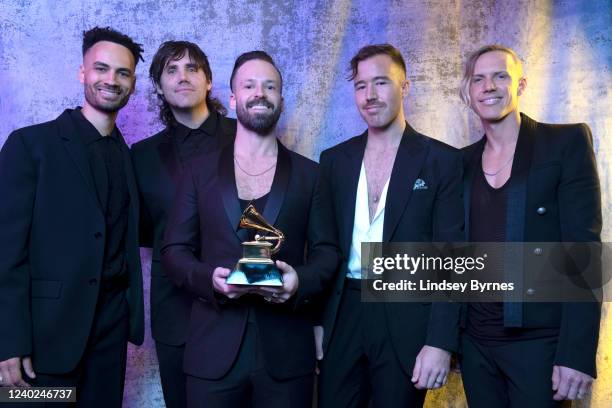 Rüfüs Du Sol poses for a portrait during the 64th Annual Grammy Awards on April 3, 2022 in Las Vegas, NV.