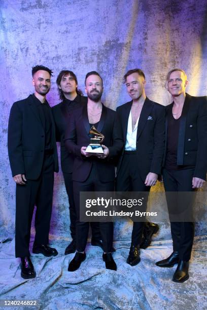Rüfüs Du Sol poses for a portrait during the 64th Annual Grammy Awards on April 3, 2022 in Las Vegas, NV.