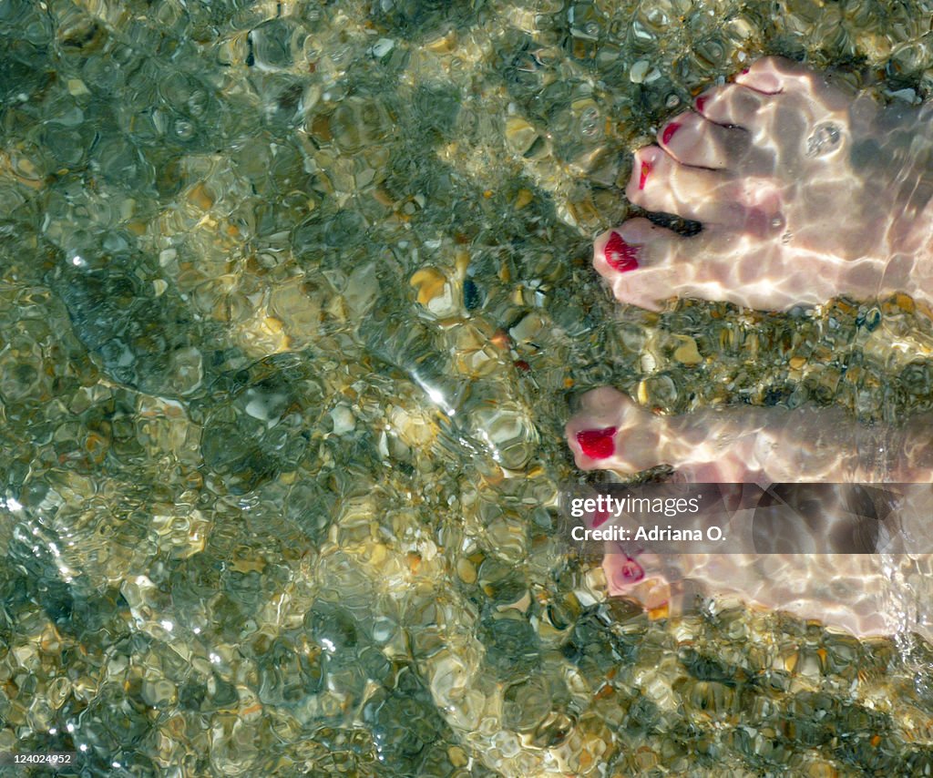 Feet under water