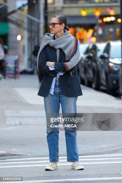 Jenna Lyons is seen out for a walk on April 25, 2022 in New York City.