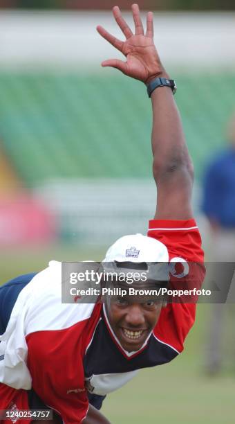 Alex Tudor of England bowling in the nets during a practice session before the 3rd Test match between England and Australia at Trent Bridge,...