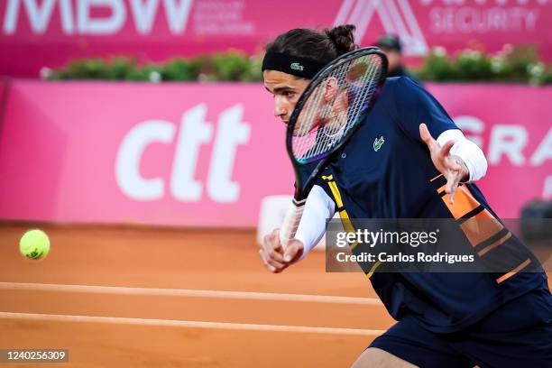 Pierre Hugues Herbert from France competes against Sebastien Korda from the United States during Millennium Estoril Open ATP 250 tennis tournament,...