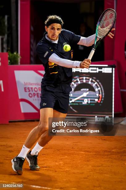 Pierre Hugues Herbert from France competes against Sebastien Korda from the United States during Millennium Estoril Open ATP 250 tennis tournament,...