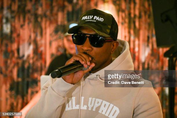 Ashley Walters performing an exclusive showcase of Ashley Walters' new EP "Test The Walters" at The Dorchester rooftop on April 26, 2022 in London,...