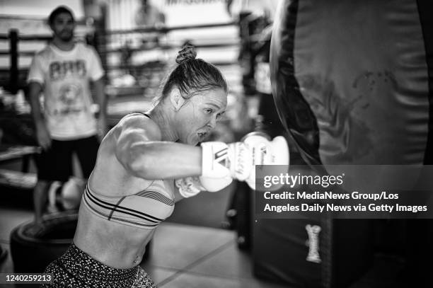 Glendale, CA UFC Bantamweight Champion Ronda Rousey at the Glendale Fighting Club in Glendale, CA. Monday, July 13, 2015. This is sixth week of...